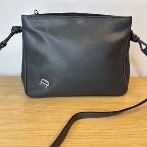 Vintage Etienne Aigner Sleek Dark Gray Leather Shoulder Bag